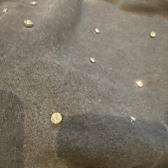 Lazy Sunday dark heather gray jeweled studded cropped crew sweatshirt SIZE L - Picture 4 of 6